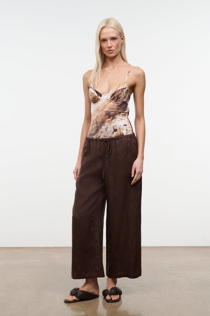 STAUD | Mateo Linen Cropped Pant Root
