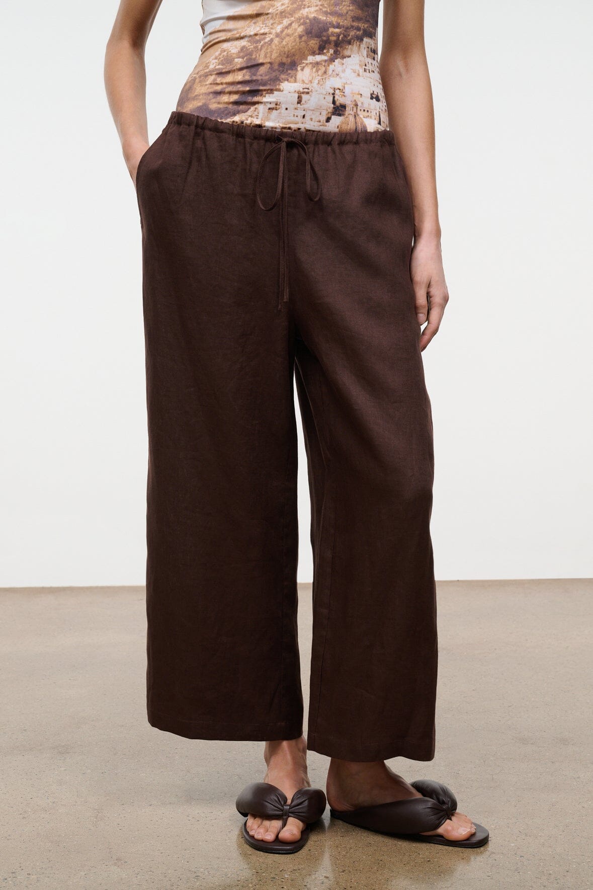 STAUD | Mateo Linen Cropped Pant Root