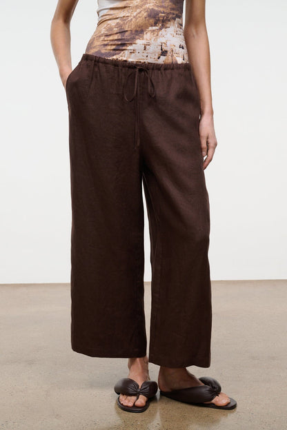STAUD | Mateo Linen Cropped Pant Root