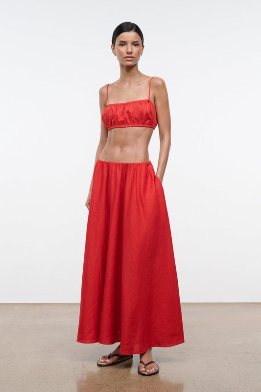 STAUD | Milano Linen Skirt Tomato
