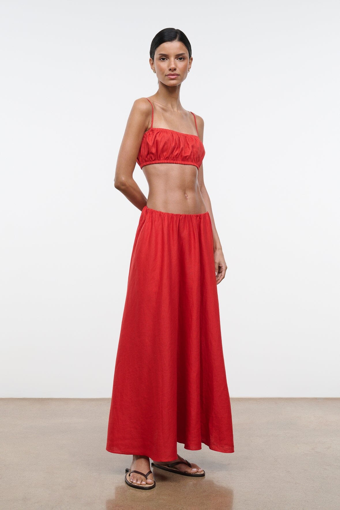 STAUD | Milano Linen Skirt Tomato