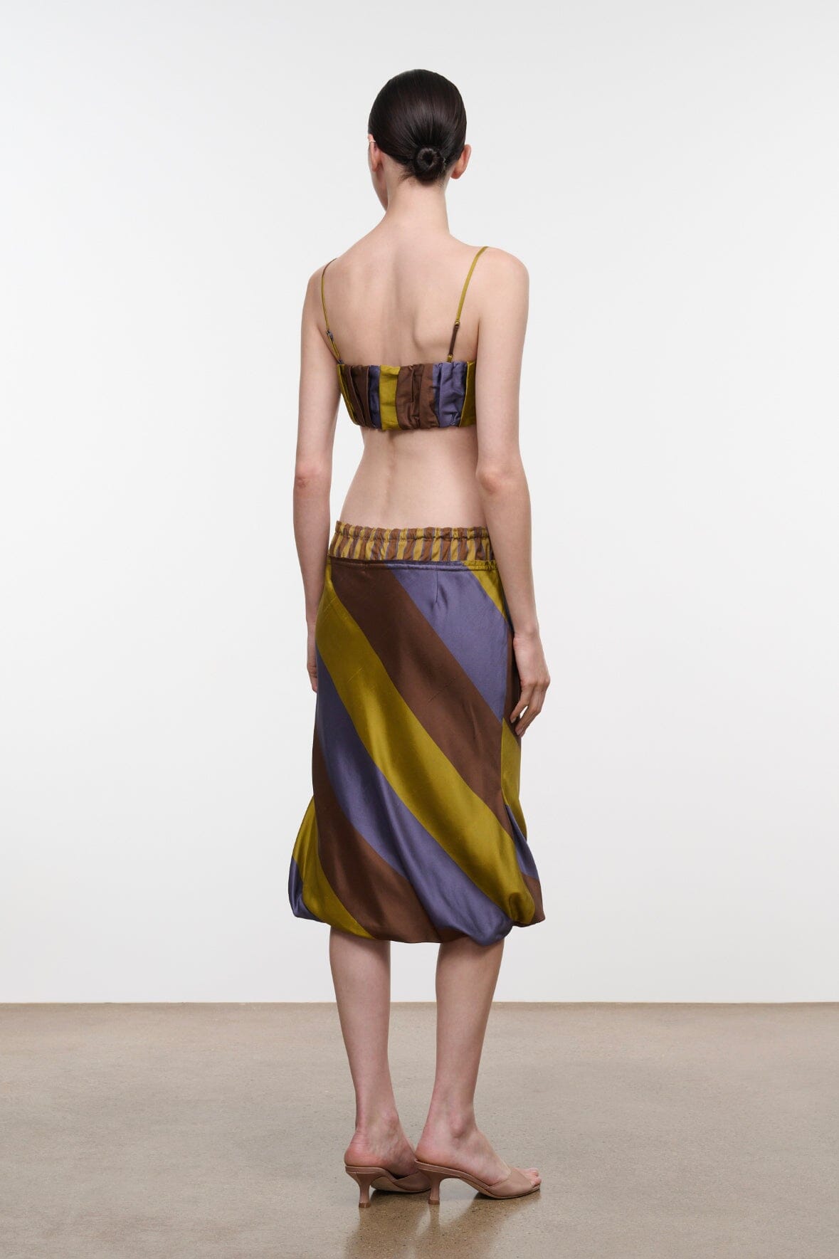 STAUD | Odette Silk Skirt Sienna Stripe Cigar Stripe