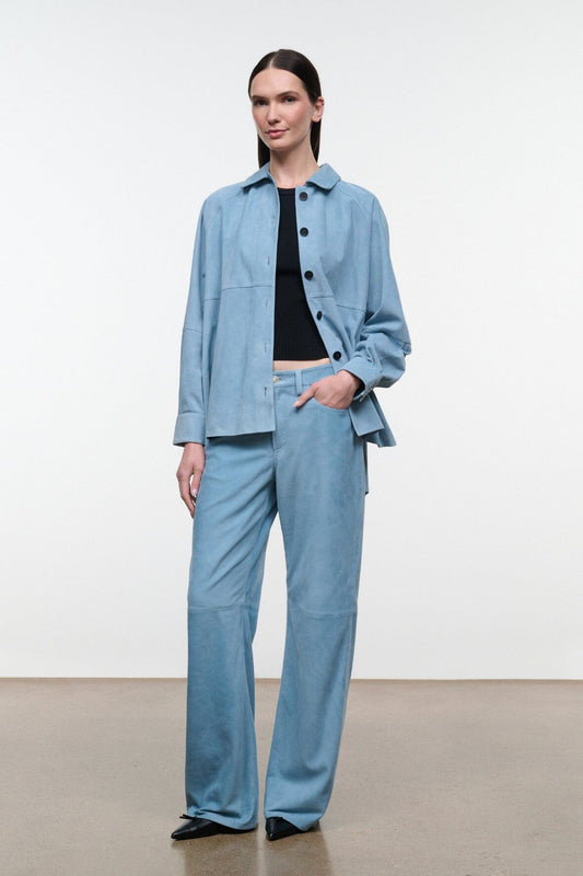 STAUD | Josette Suede Shirt Sky
