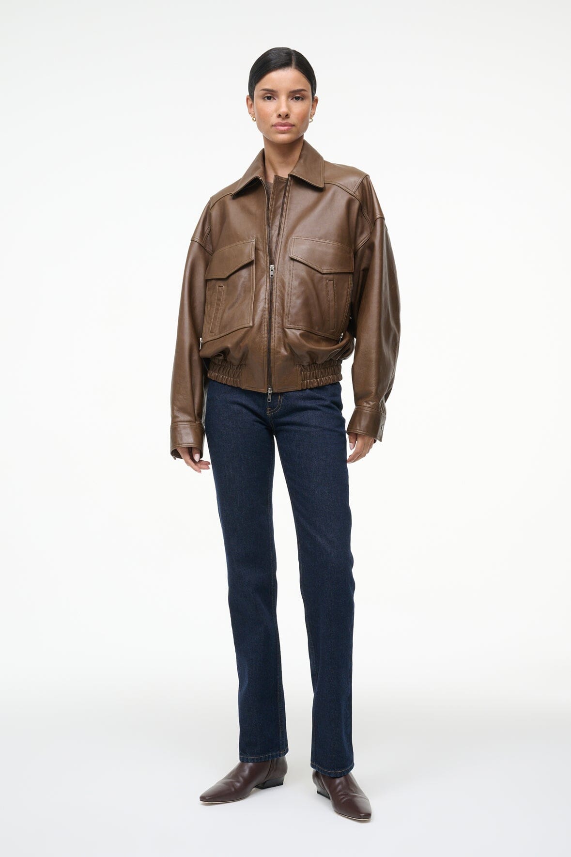 STAUD | Eugene Leather Jacket Truffle