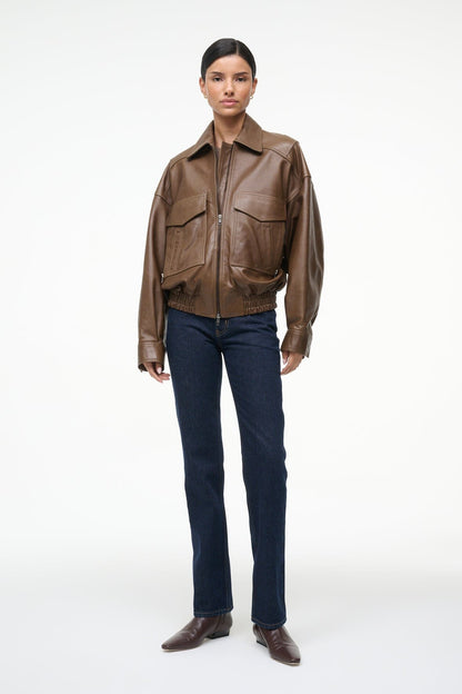 STAUD | Eugene Leather Jacket Truffle