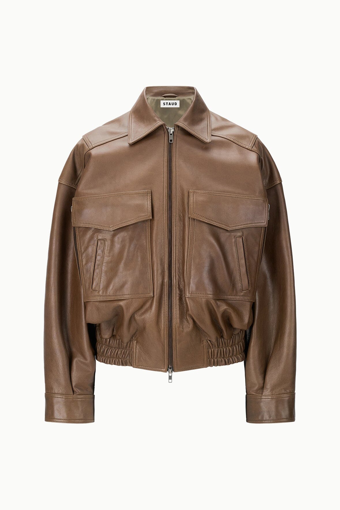 STAUD | Eugene Leather Jacket Truffle