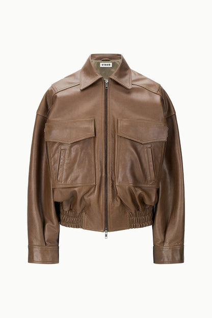 STAUD | Eugene Leather Jacket Truffle