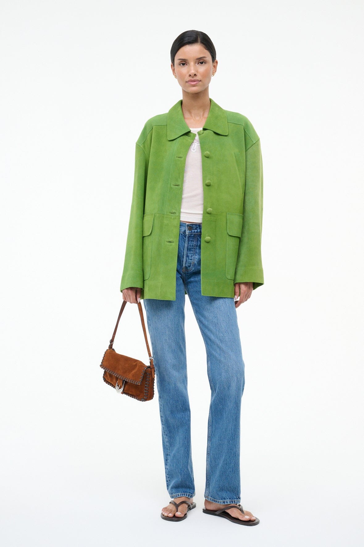 STAUD | Roxanne Suede Jacket Leaf Suede