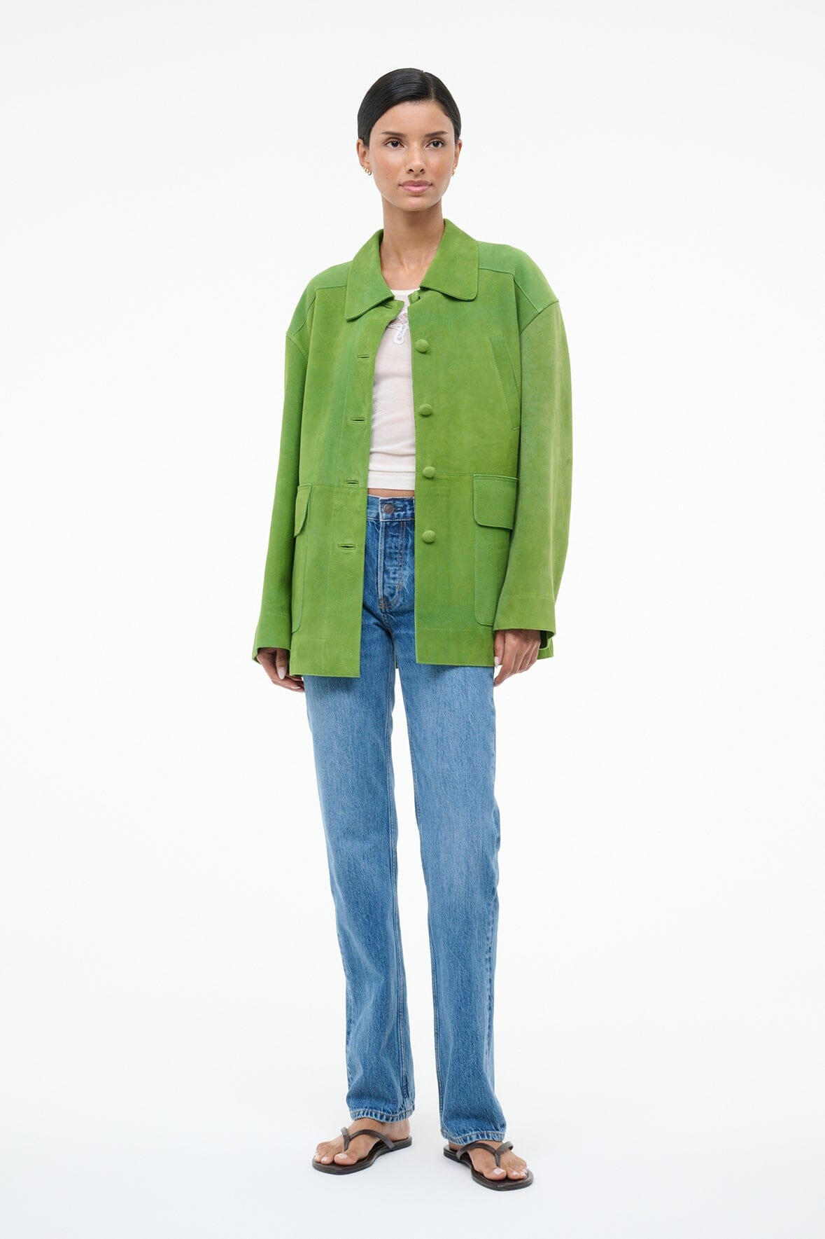 STAUD | Roxanne Suede Jacket Leaf Suede
