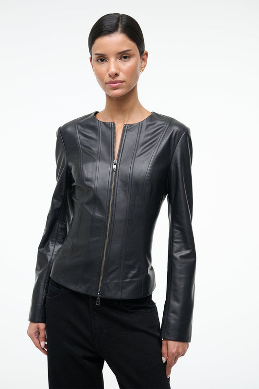 STAUD | Wells Leather Jacket Black