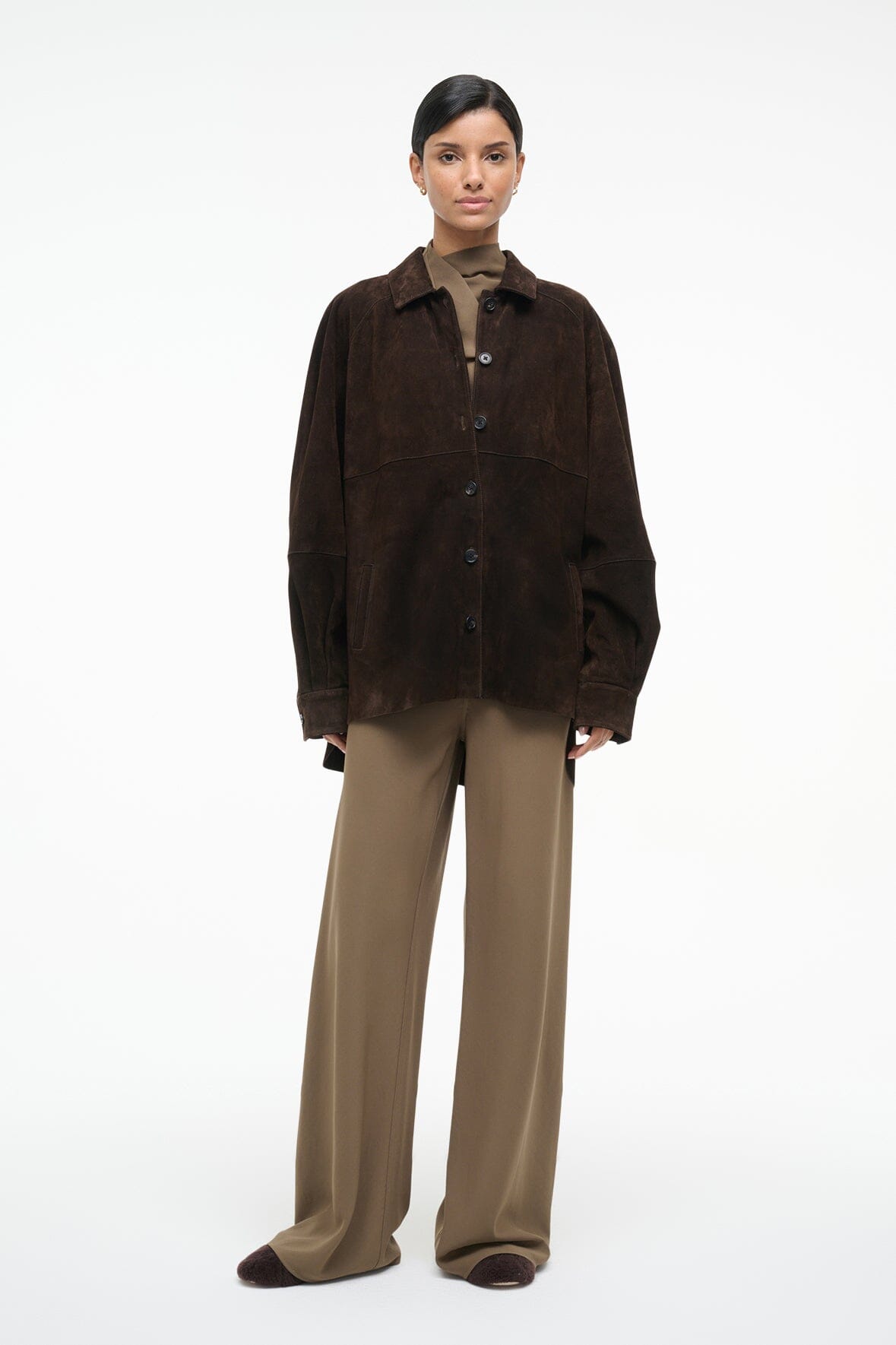 STAUD | Josette Suede Shirt Espresso