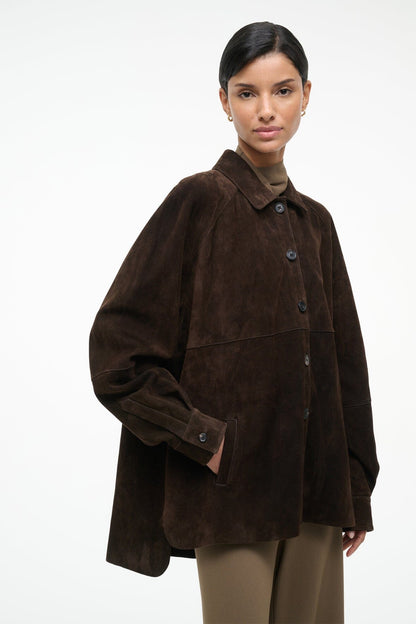 STAUD | Josette Suede Shirt Espresso