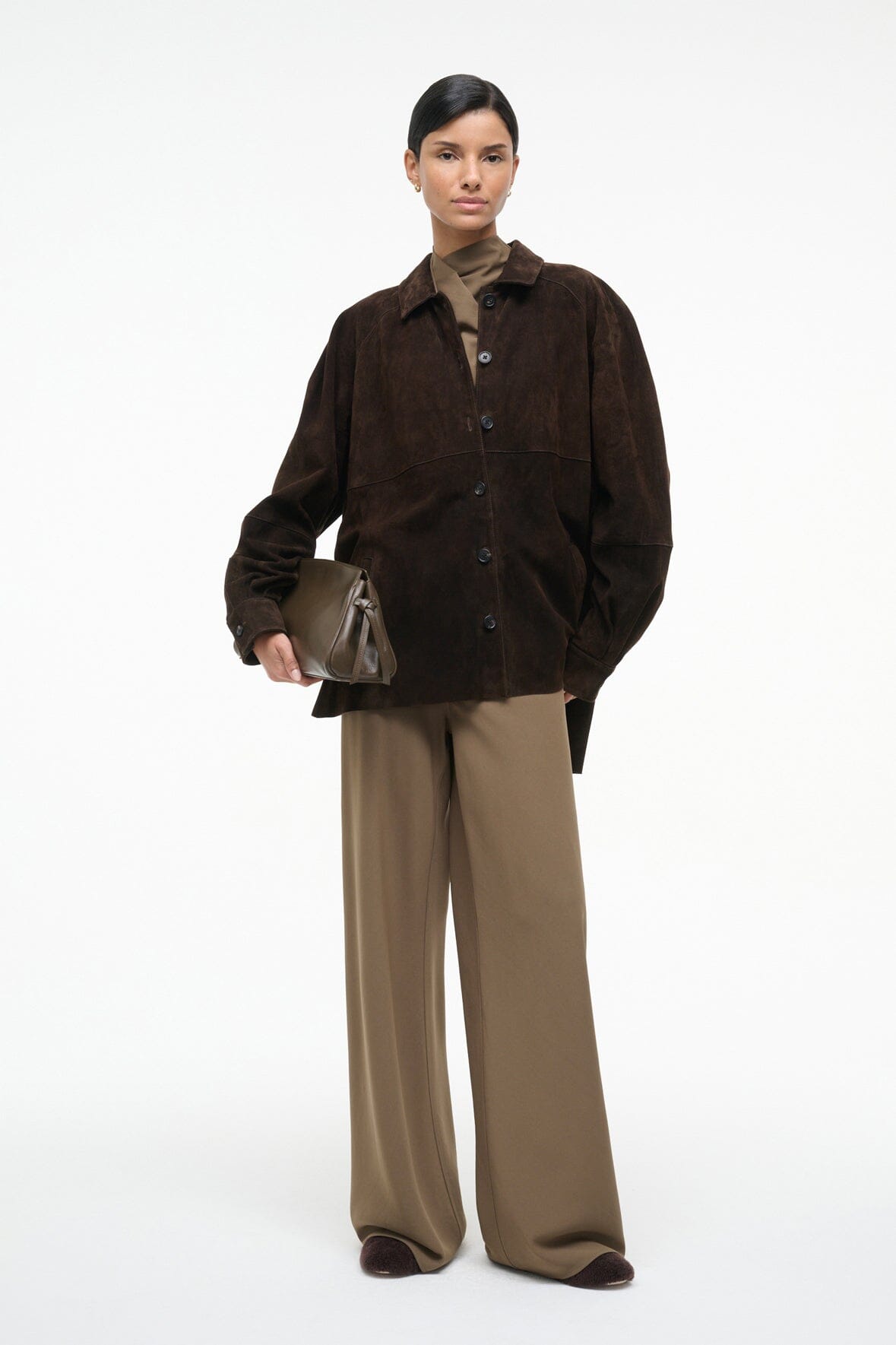 STAUD | Josette Suede Shirt Espresso