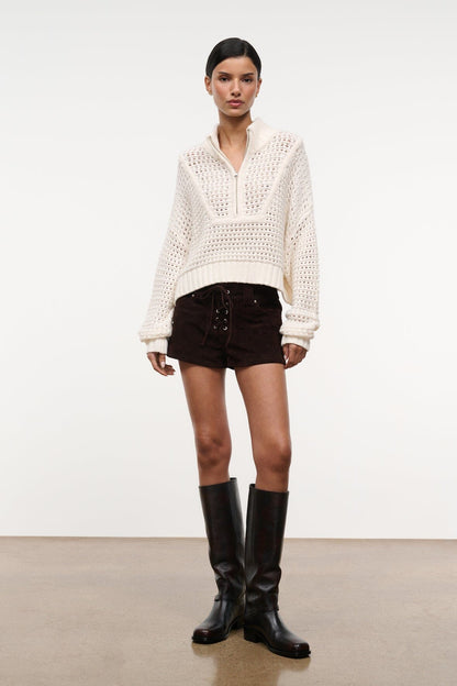 STAUD | Su26 Cropped Hampton Sweater Ivory