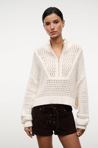 STAUD | Su26 Cropped Hampton Sweater Ivory
