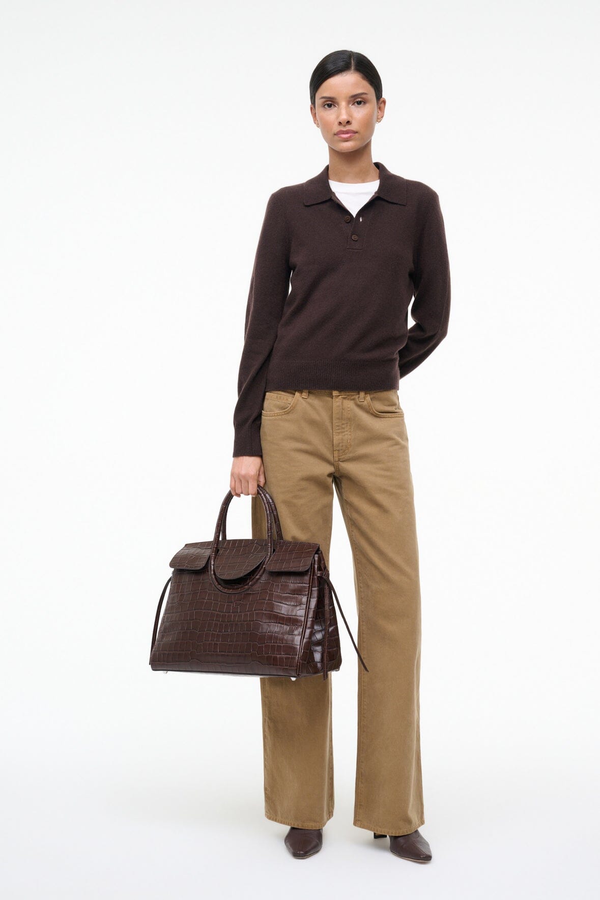 STAUD | Gemma Cashmere Sweater Dark Chocolate
