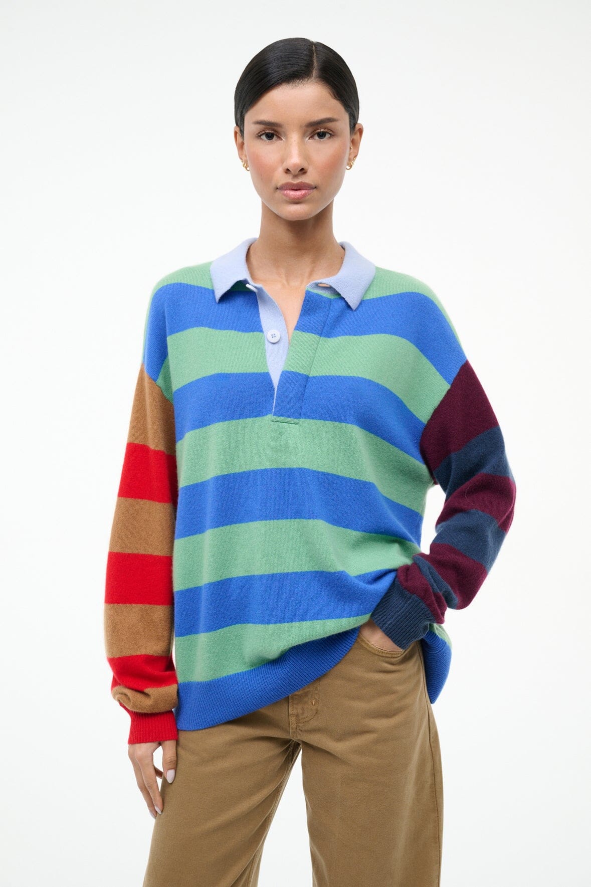 STAUD | Michael Cashmere Sweater Multi Stripe