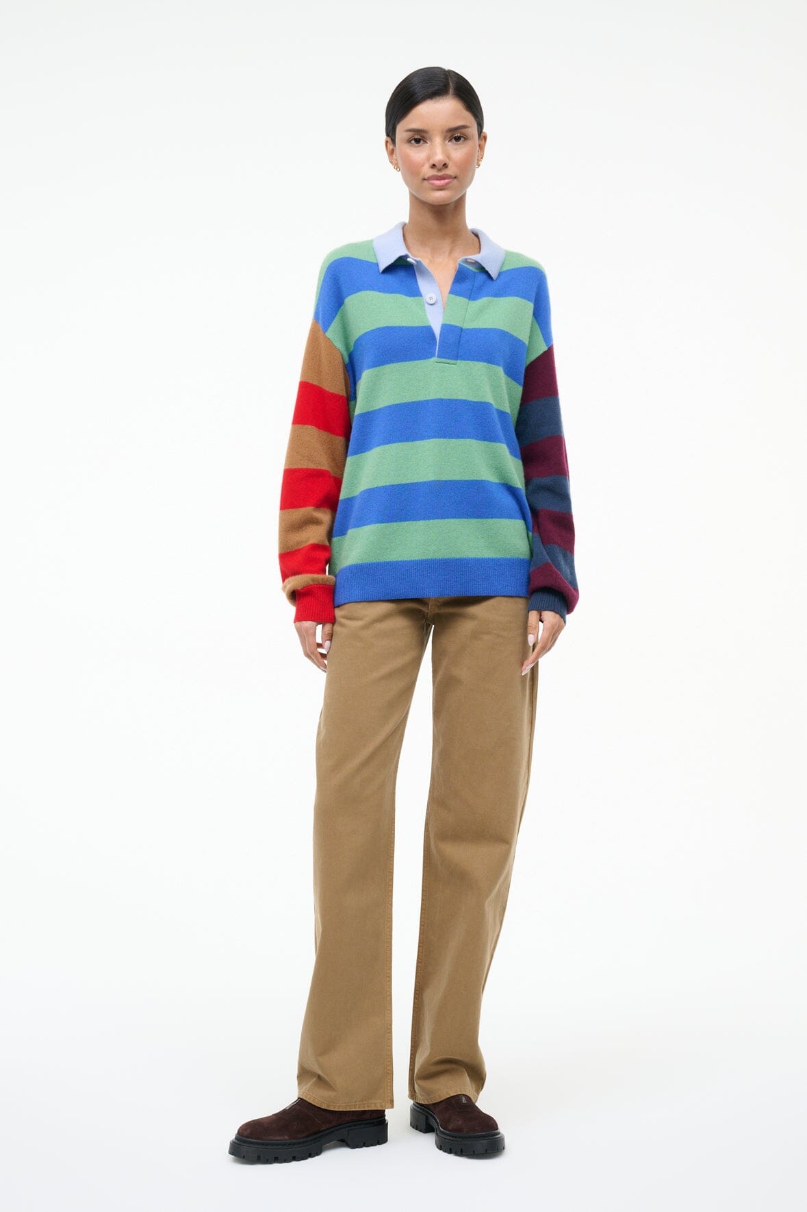 STAUD | Michael Cashmere Sweater Multi Stripe