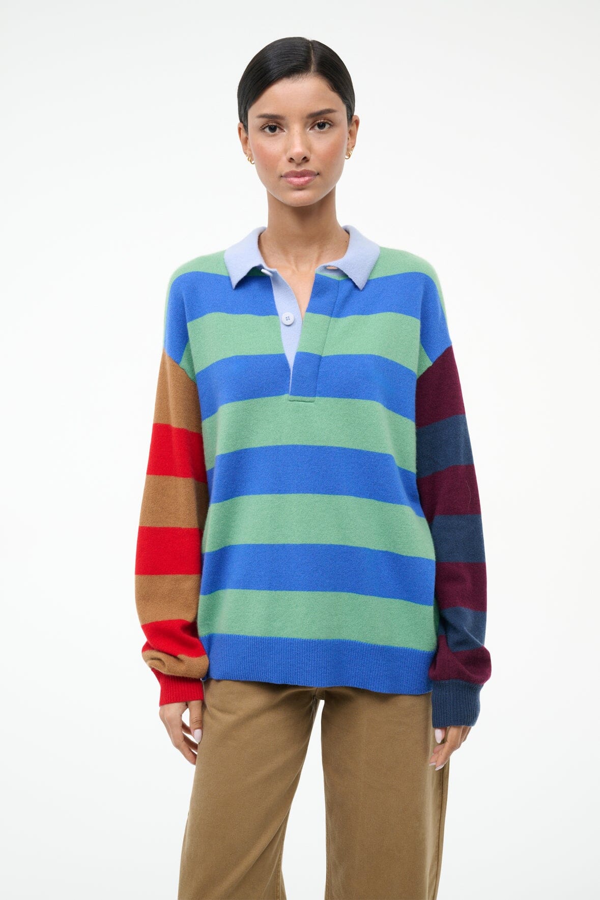 STAUD | Michael Cashmere Sweater Multi Stripe