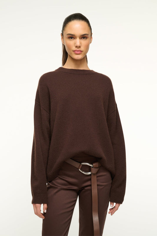 STAUD | Serrano Cashmere Relaxed Crew Dark Chocolate