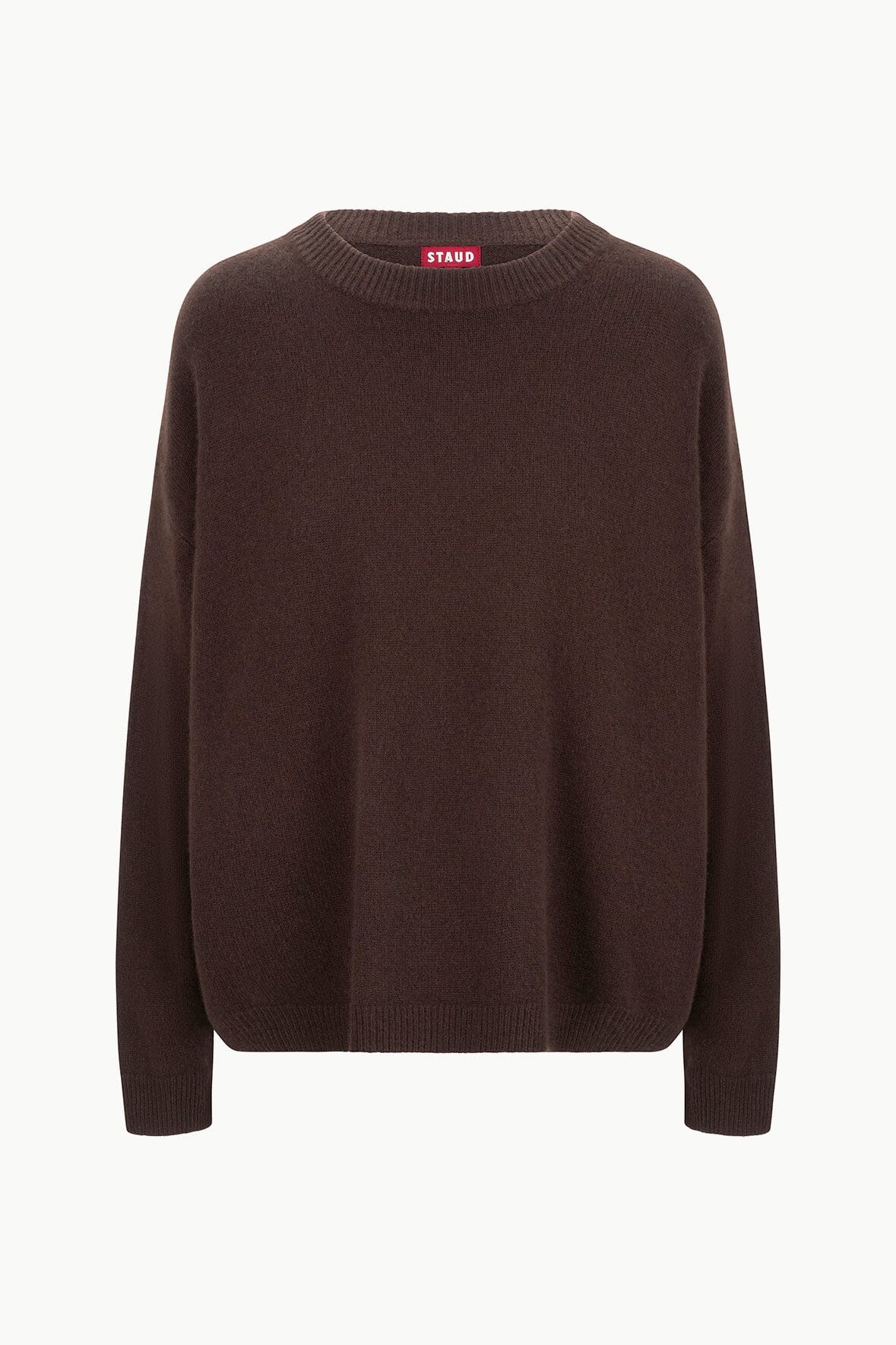 STAUD | Serrano Cashmere Relaxed Crew Dark Chocolate