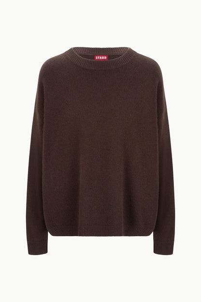 STAUD | Serrano Cashmere Relaxed Crew Dark Chocolate