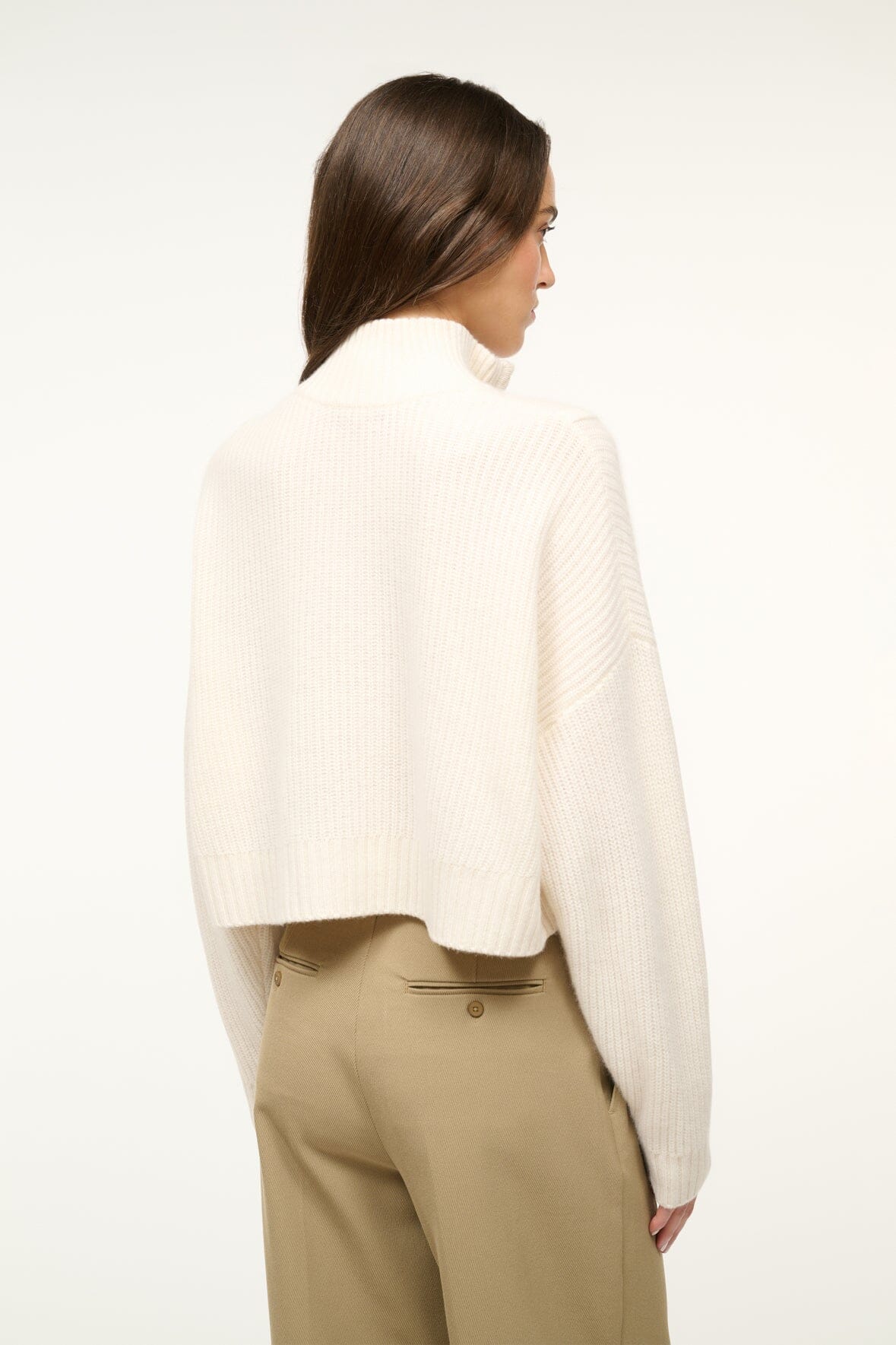 STAUD | Cashmere Cropped Hampton Sweater Ivory