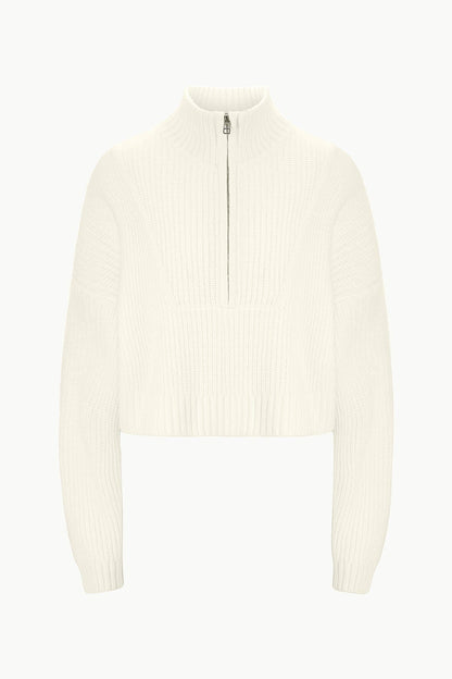 STAUD | Cashmere Cropped Hampton Sweater Ivory
