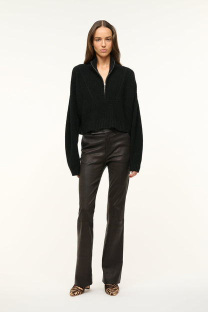 STAUD | Cashmere Cropped Hampton Sweater Black