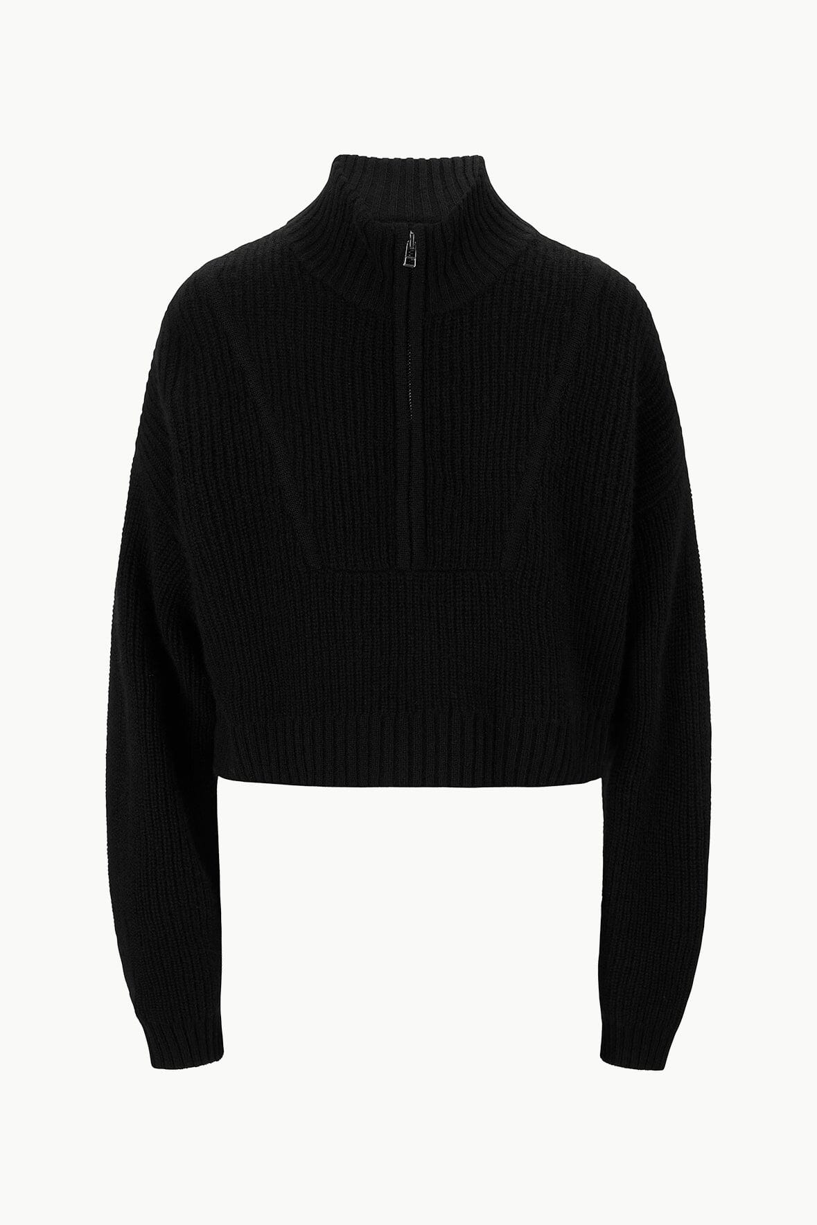 STAUD | Cashmere Cropped Hampton Sweater Black