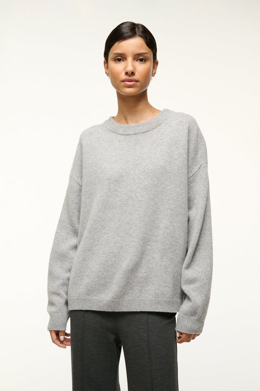 STAUD | Serrano Cashmere Relaxed Crew Heather Grey