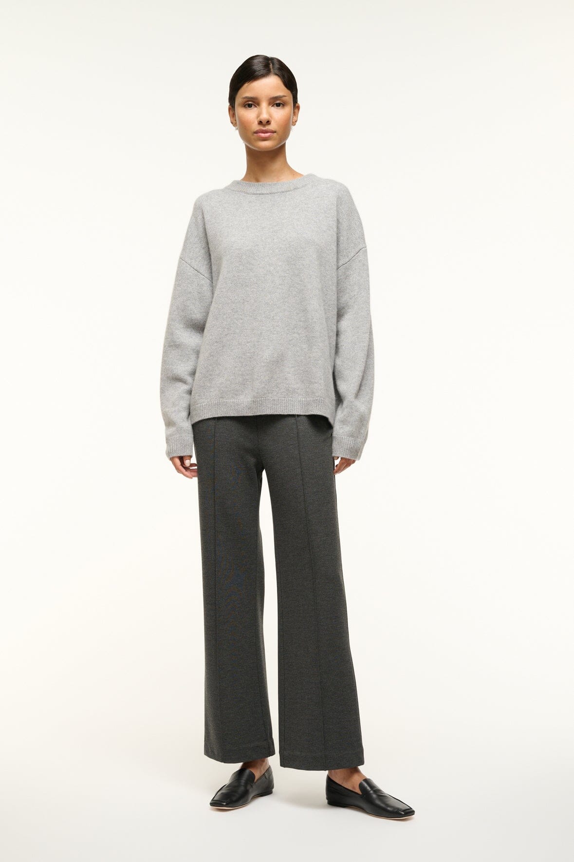 STAUD | Serrano Cashmere Relaxed Crew Heather Grey