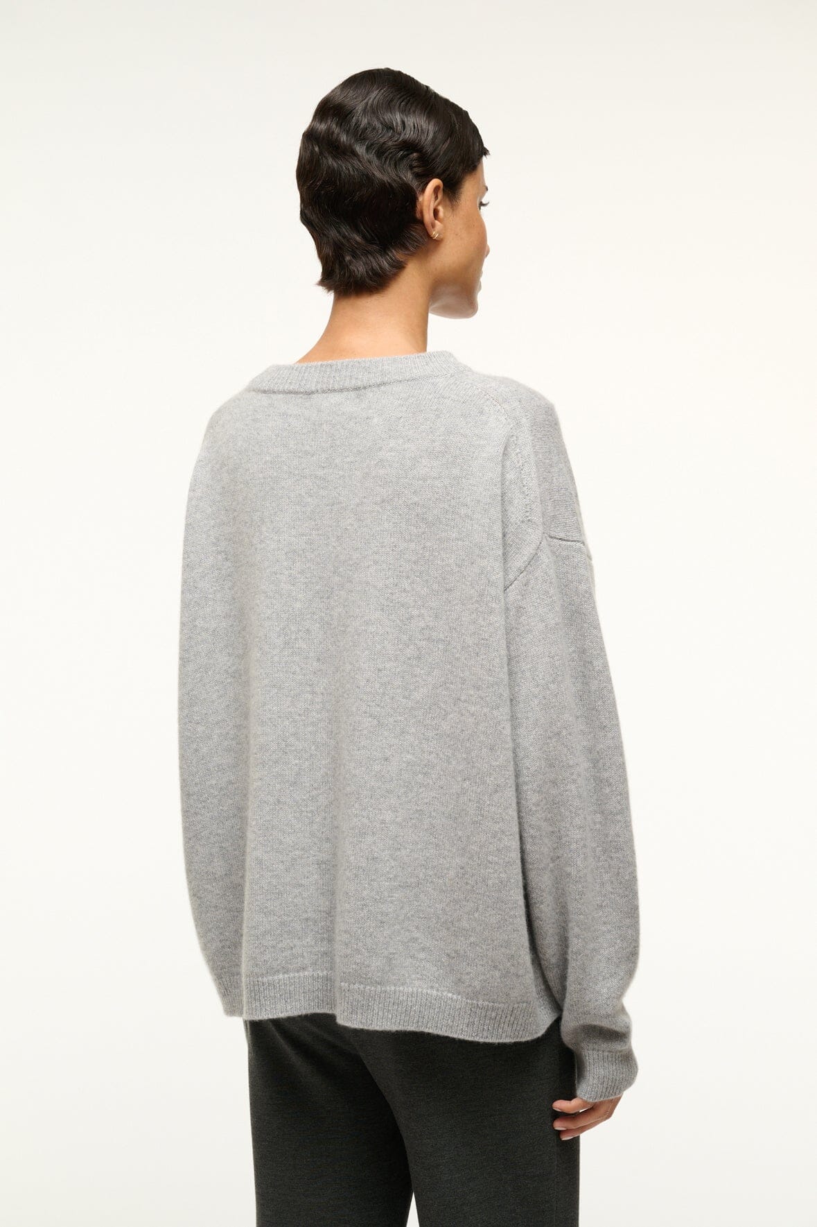 STAUD | Serrano Cashmere Relaxed Crew Heather Grey