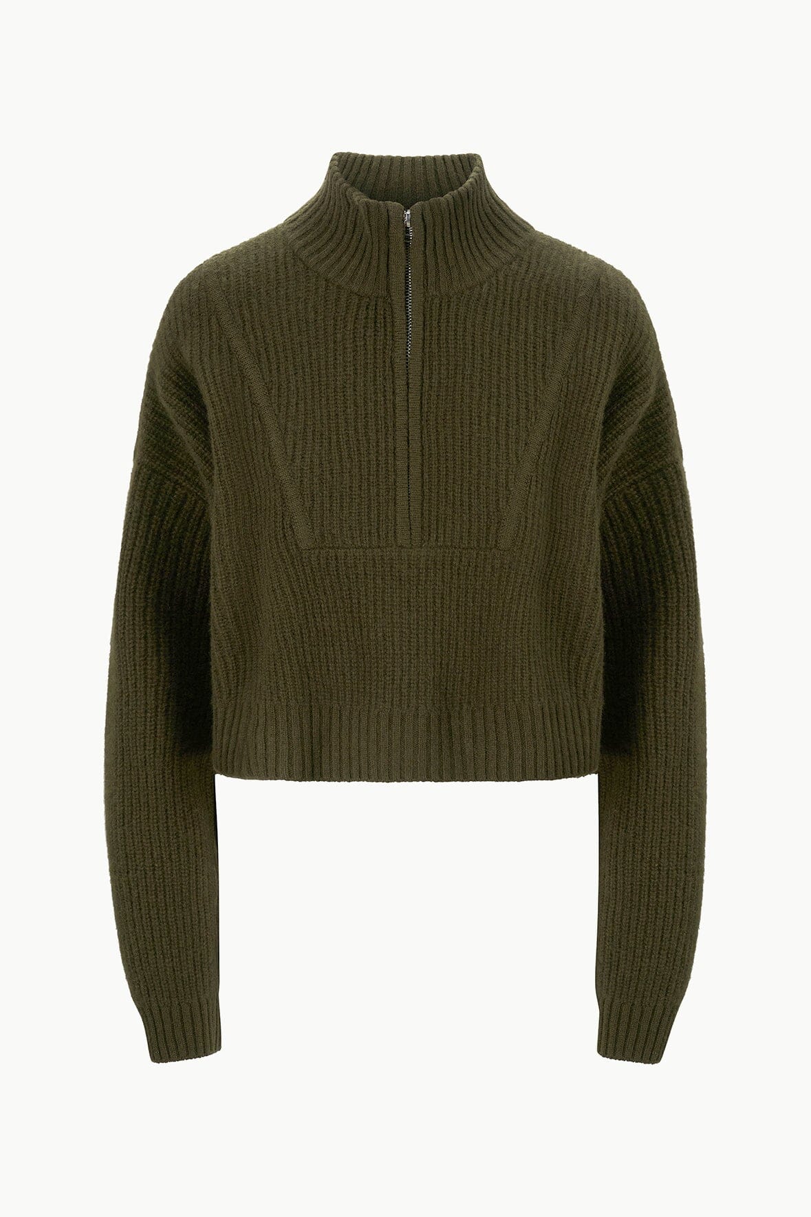 STAUD | Cashmere Cropped Hampton Sweater Olive