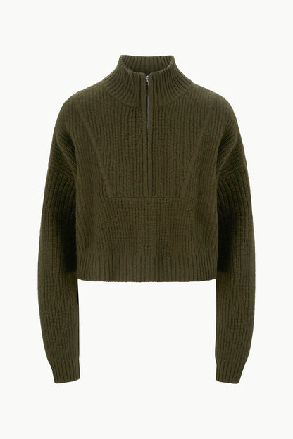 STAUD | Cashmere Cropped Hampton Sweater Olive
