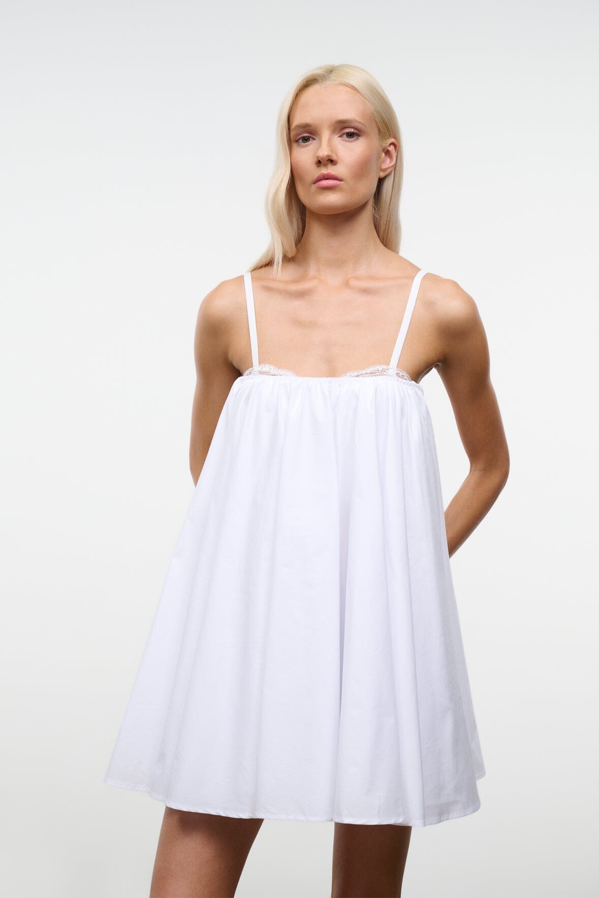 STAUD | Cecily Mini Dress White Babydoll Dress