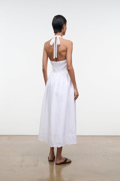 STAUD | Grazia Linen Dress White