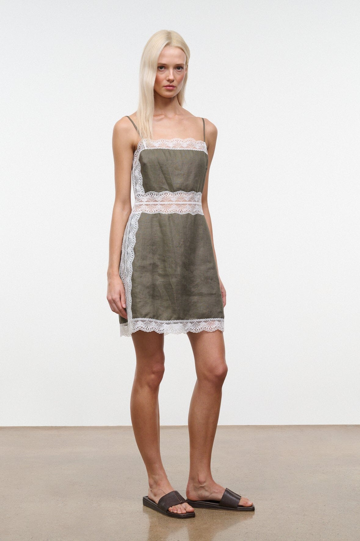 STAUD | Amalina Linen Mini Dress Thyme