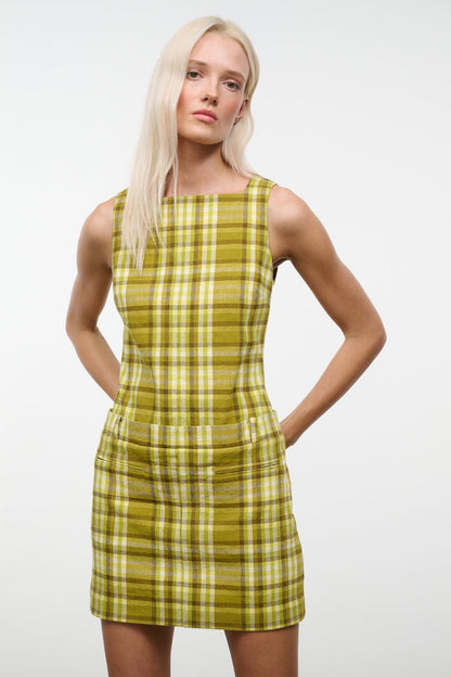 STAUD | Shea Dress Pepperoncini Plaid