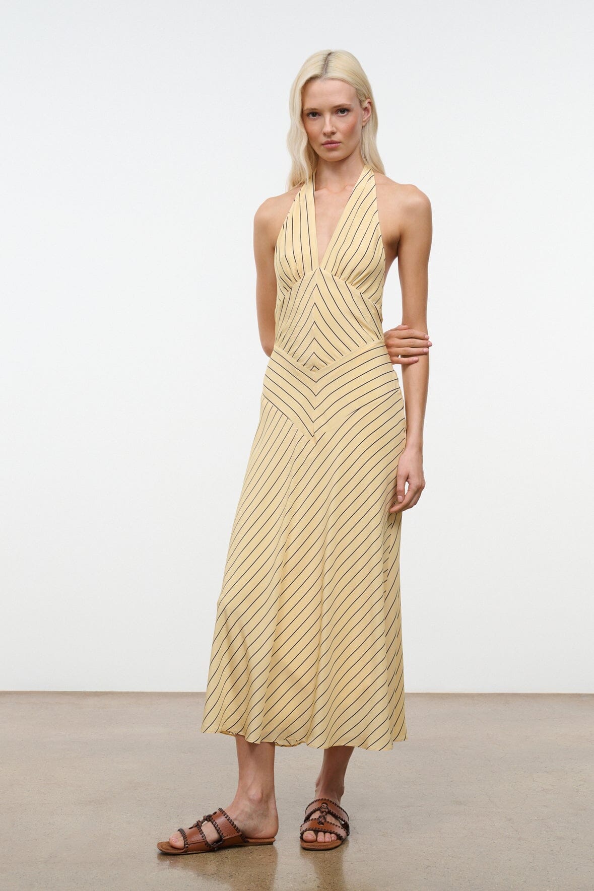 STAUD | Louise Silk Dress Monday Stripe