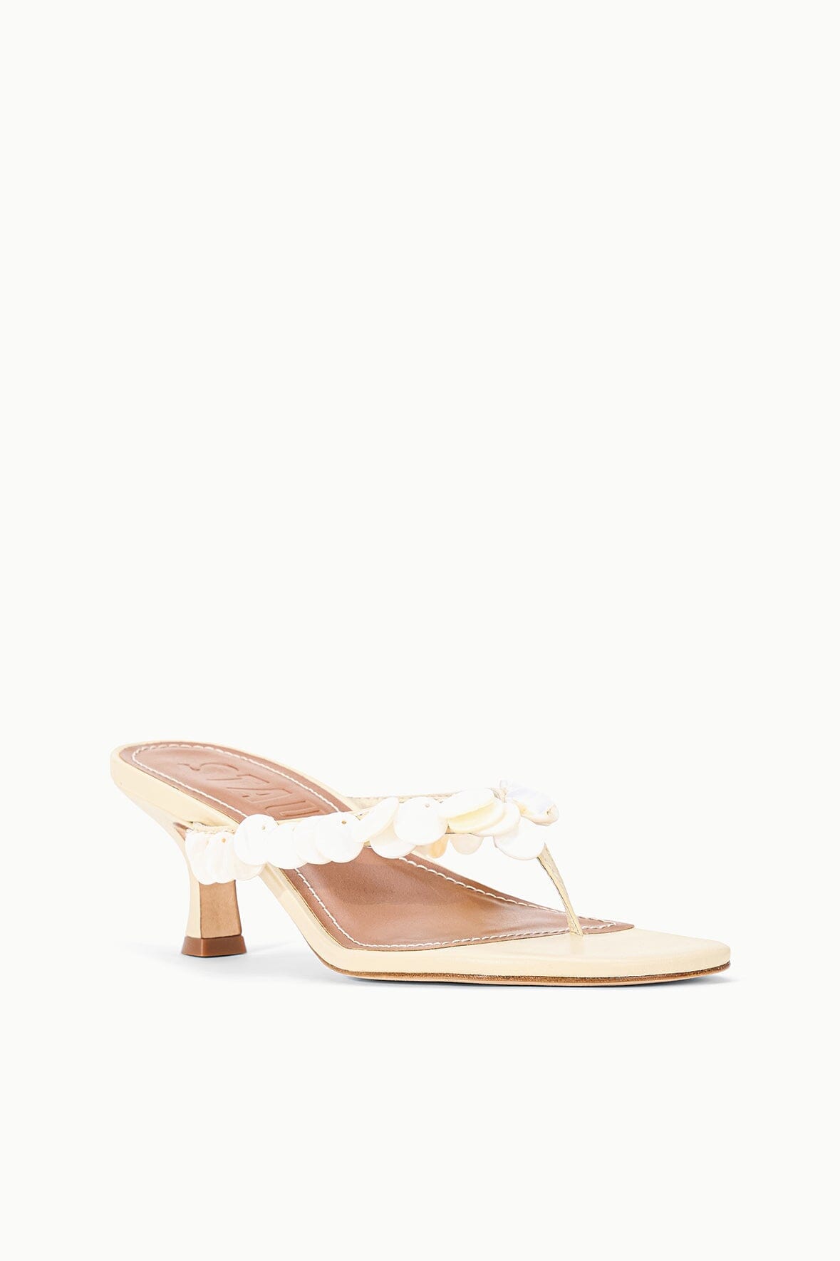 STAUD | Freja Cream Leather Kitten Heel Sandals - Staud