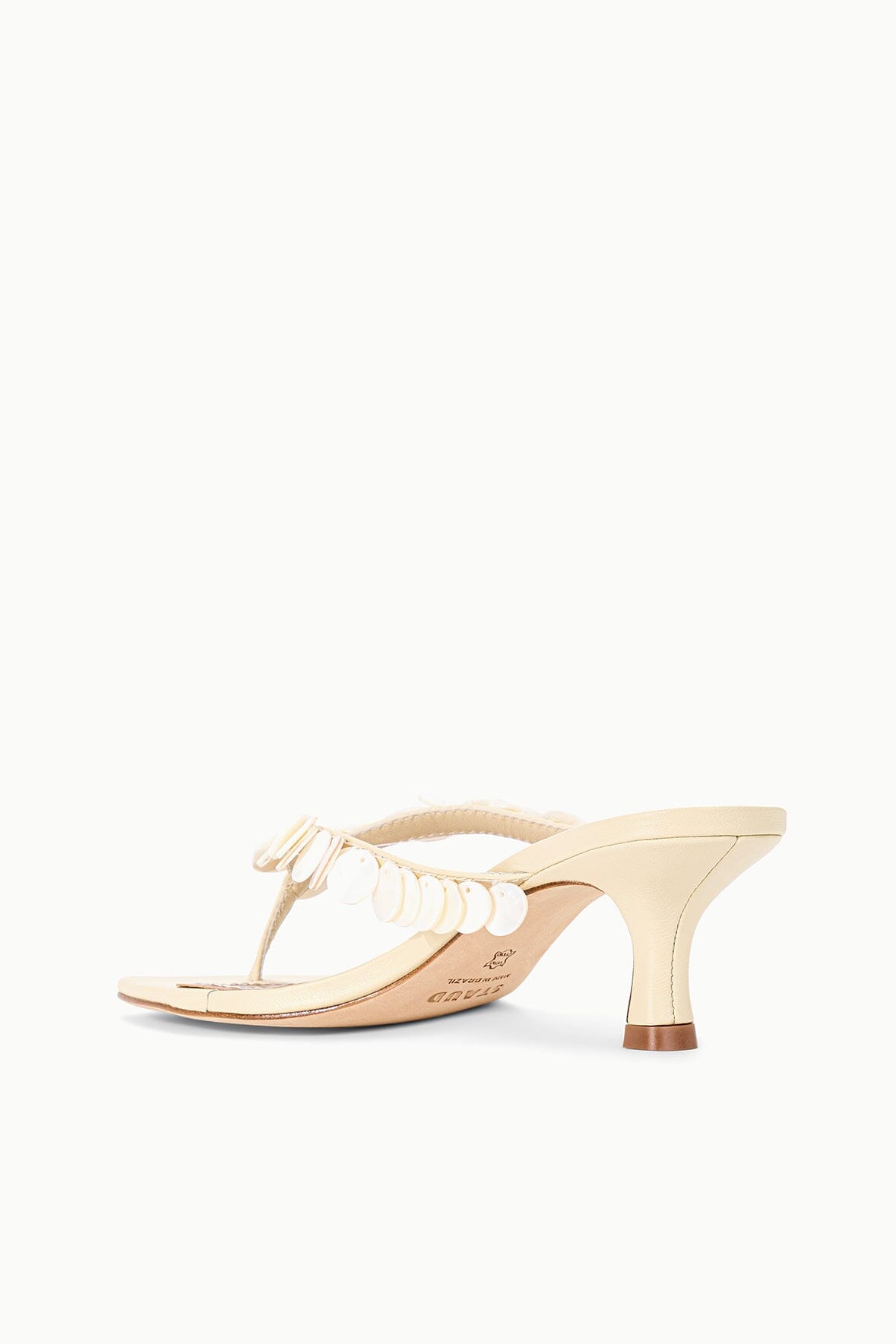 STAUD | Freja Cream Leather Kitten Heel Sandals - Staud