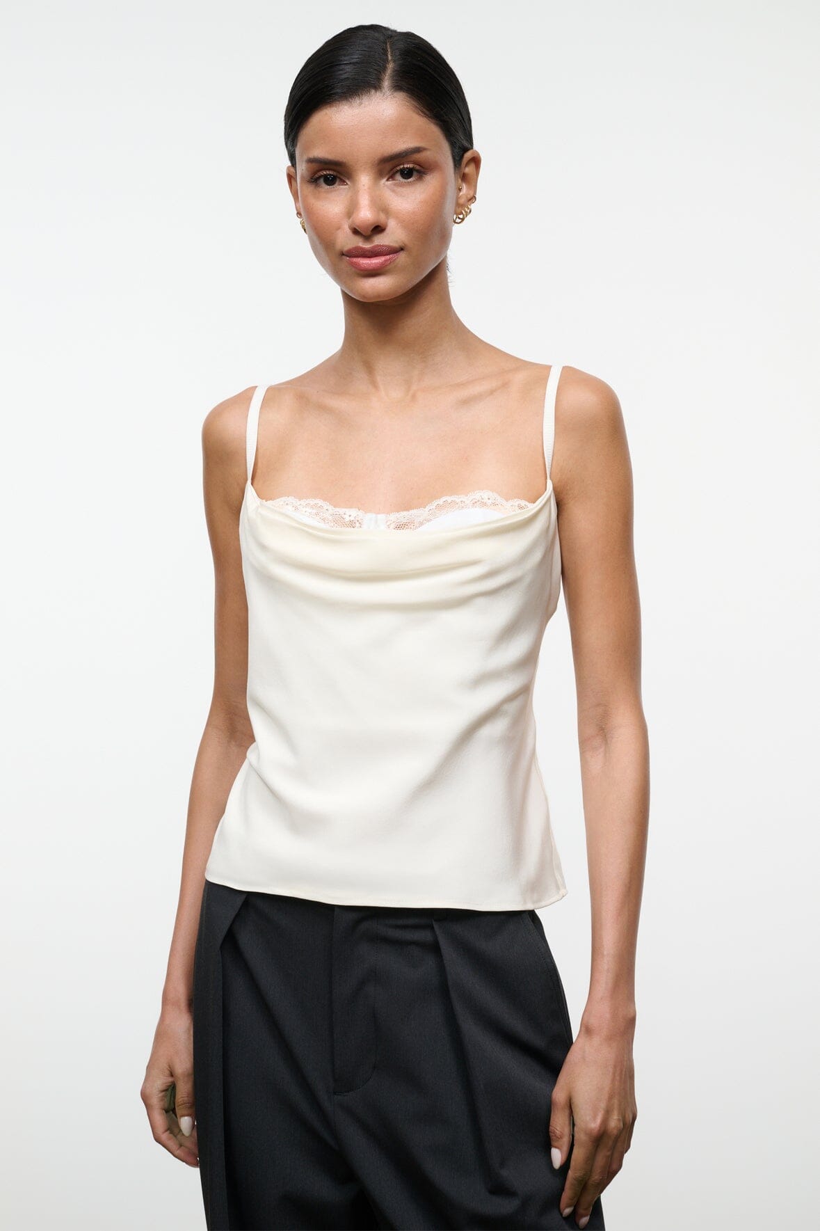 STAUD | Evangeline Silk Top Ivory