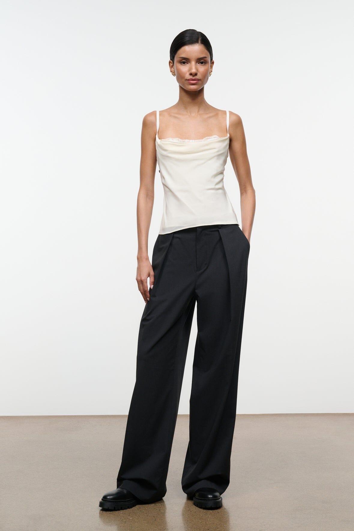 STAUD | Evangeline Silk Top Ivory
