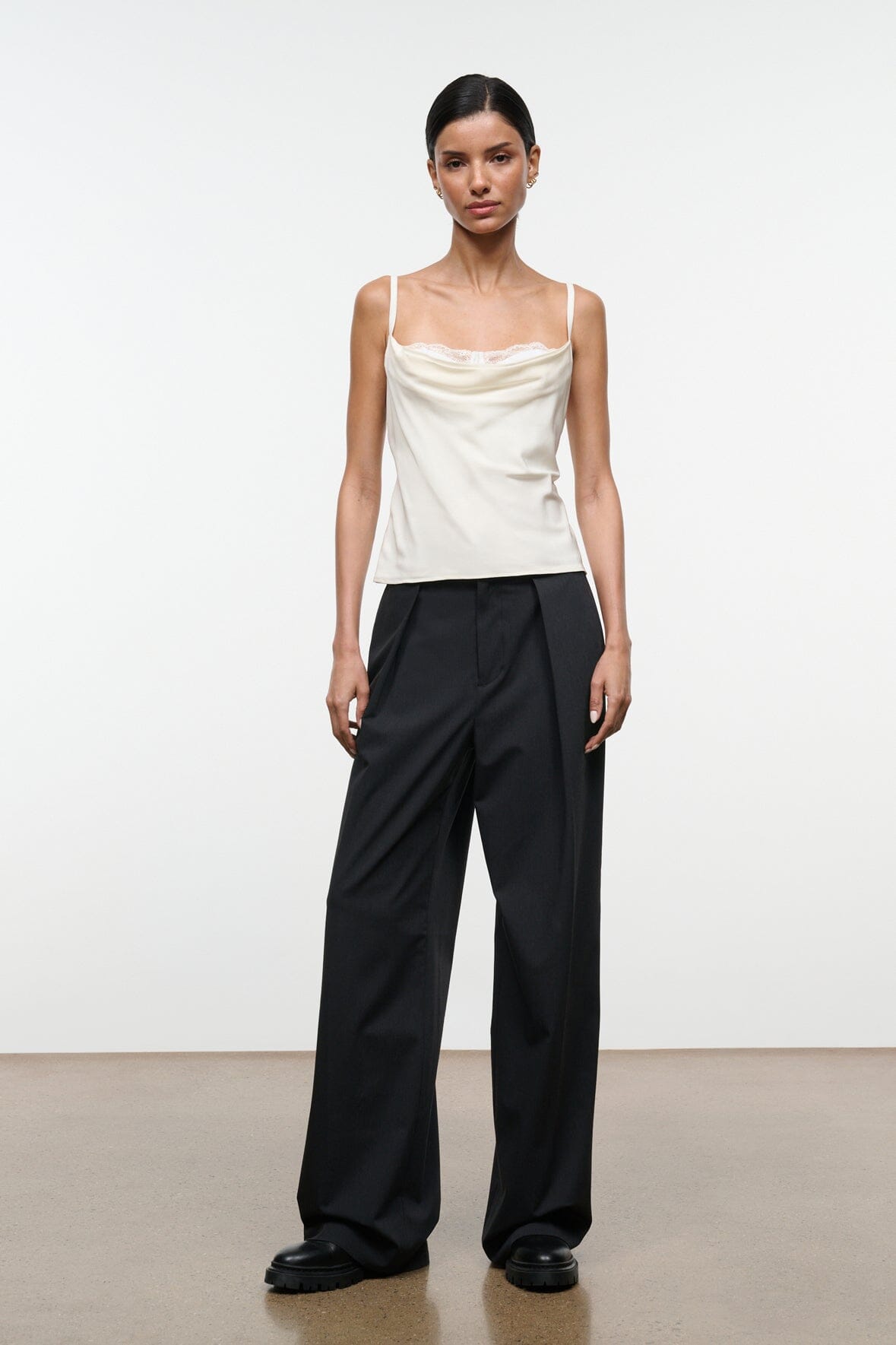 STAUD | Evangeline Silk Top Ivory