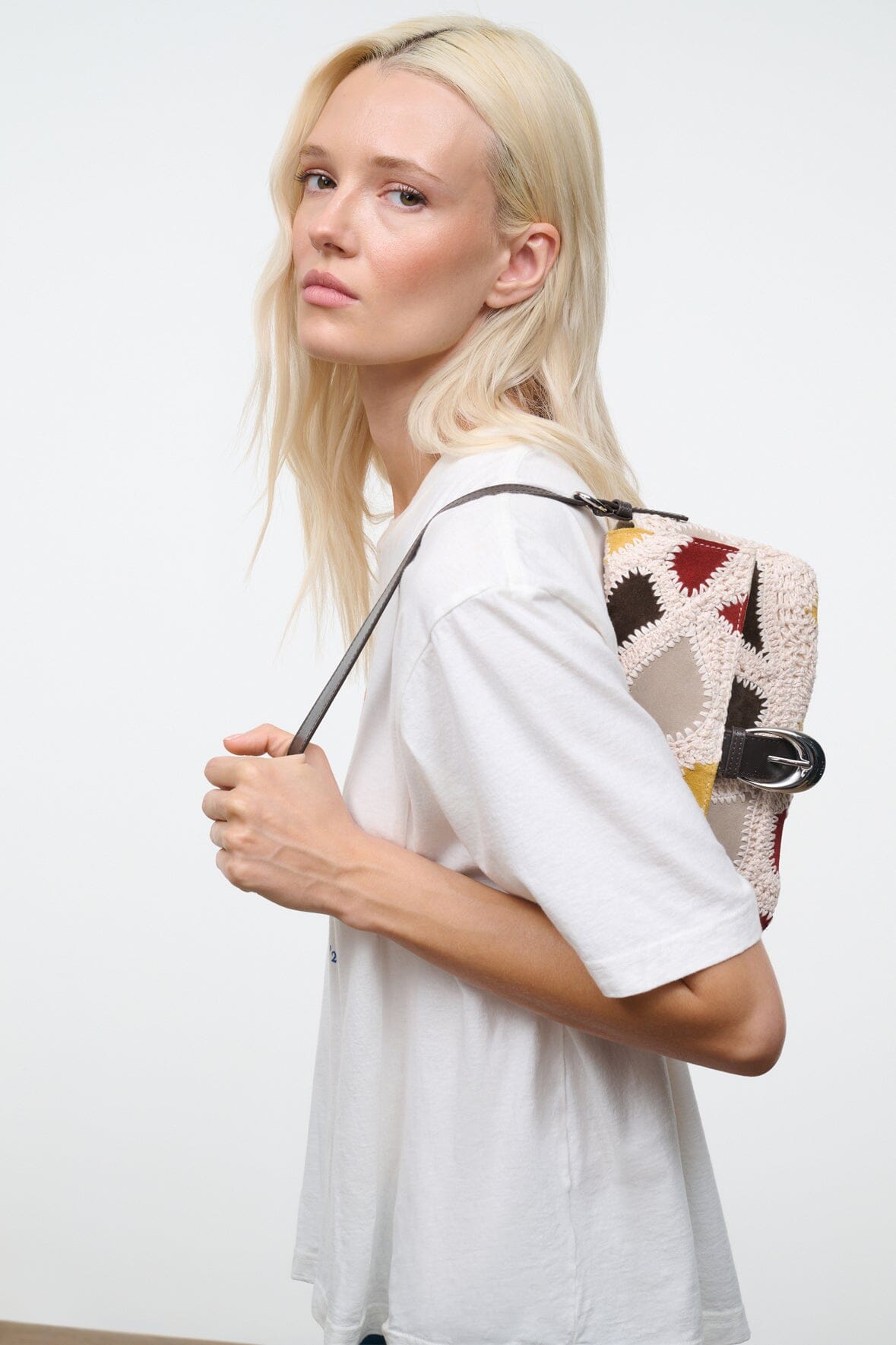 STAUD | Harlow Bag Suede Patchwork