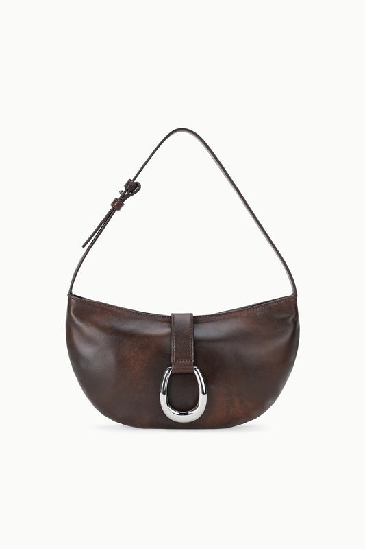 STAUD | Harlow Crescent Shoulder Bag Espresso Distressed