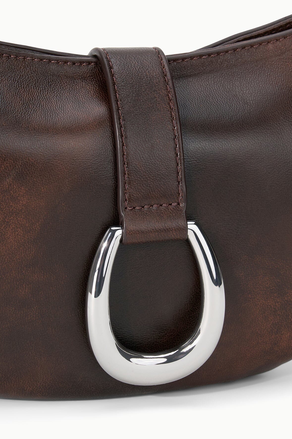 STAUD | Harlow Crescent Shoulder Bag Espresso Distressed