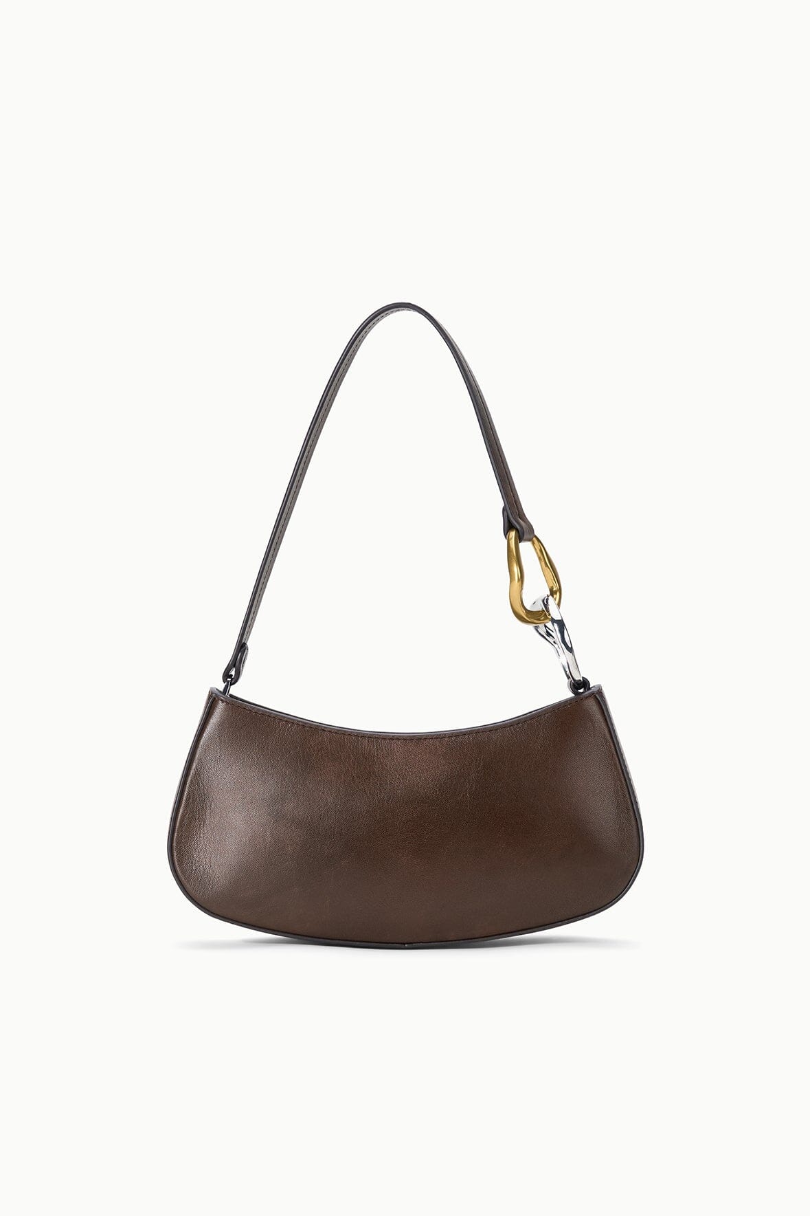 STAUD | Ollie Bag Espresso Leather Metallic Shoulder Bag - Staud
