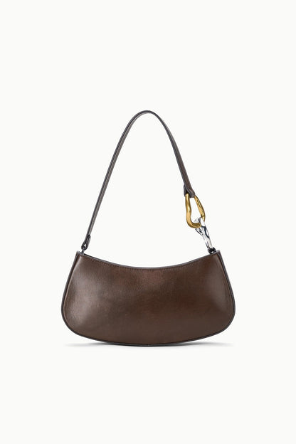 STAUD | Ollie Bag Espresso Leather Metallic Shoulder Bag - Staud